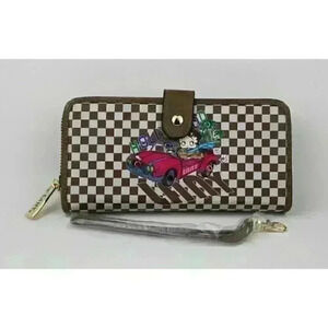 NEW! Betty Boop Women's Lany Vegan Wristlet Wallet